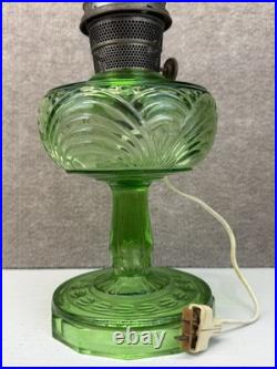 Vintage 1939 Aladdin Green Glass Washington Drape Nu-Type B Lamp Electrified