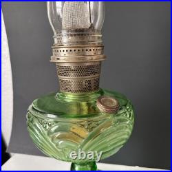 Vintage 1939 Aladdin Green Uranium Glass Washington Drape B40 Nu-Type B Oil Lamp