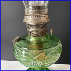 Vintage 1939 Aladdin Green Uranium Glass Washington Drape B40 Nu-Type B Oil Lamp