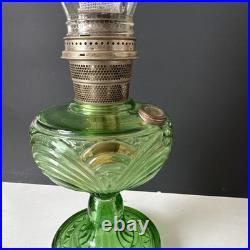 Vintage 1939 Aladdin Green Uranium Glass Washington Drape B40 Nu-Type B Oil Lamp