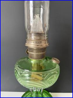 Vintage 1939 Aladdin Green Uranium Glass Washington Drape B40 Nu-Type B Oil Lamp