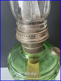 Vintage 1939 Aladdin Green Uranium Glass Washington Drape B40 Nu-Type B Oil Lamp