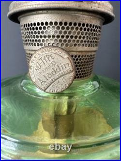 Vintage 1939 Aladdin Green Uranium Glass Washington Drape B40 Nu-Type B Oil Lamp