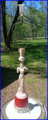 Vintage 1940 Aladdin Nude Woman Cougar Cream Pink Alacite Electric Lamp Rarest