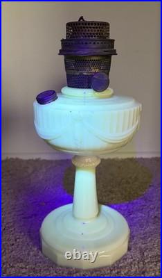 Vintage 1940's Aladdin B-75 Tall Lincoln Drape Ivory Alacite Uranium Oil Lamp