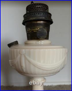 Vintage 1940's Aladdin B-75 Tall Lincoln Drape Ivory Alacite Uranium Oil Lamp