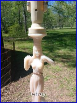 Vintage 1940's Aladdin Nude Woman Cougar Cream Pink Alacite Lamp Rarest! Wow
