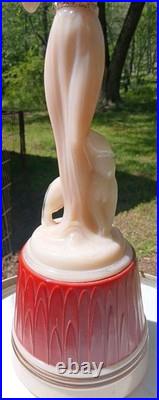 Vintage 1940's Aladdin Nude Woman Cougar Cream Pink Alacite Lamp Rarest! Wow