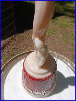 Vintage 1940's Aladdin Nude Woman Cougar Cream Pink Alacite Lamp Rarest! Wow