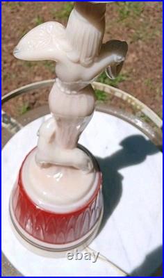 Vintage 1940's Aladdin Nude Woman Cougar Cream Pink Alacite Lamp Rarest! Wow