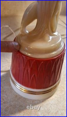 Vintage 1940's Aladdin Nude Woman Cougar Cream Pink Alacite Lamp Rarest! Wow