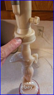 Vintage 1940's Aladdin Nude Woman Cougar Cream Pink Alacite Lamp Rarest! Wow