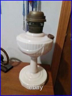 Vintage 1940s Aladdin Lincoln Drape Pale Pink Alacite Kerosene Oil Lamp