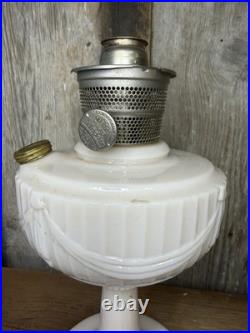 Vintage 1940s Aladdin Model B Tall Ivory Alacite Lincoln Drape Kerosene Oil Lamp