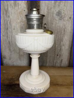 Vintage 1940s Aladdin Model B Tall Ivory Alacite Lincoln Drape Kerosene Oil Lamp