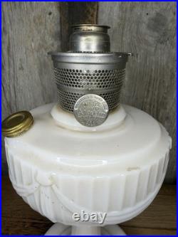 Vintage 1940s Aladdin Model B Tall Ivory Alacite Lincoln Drape Kerosene Oil Lamp