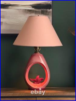 Vintage 1952 Aladdin Pink Milk Glass Table Lamp Mid Century Atomic 3 Way Light