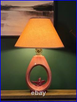 Vintage 1952 Aladdin Pink Milk Glass Table Lamp Mid Century Atomic 3 Way Light