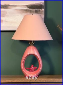 Vintage 1952 Aladdin Pink Milk Glass Table Lamp Mid Century Atomic 3 Way Light