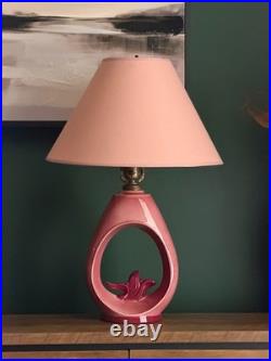 Vintage 1952 Aladdin Pink Milk Glass Table Lamp Mid Century Atomic 3 Way Light