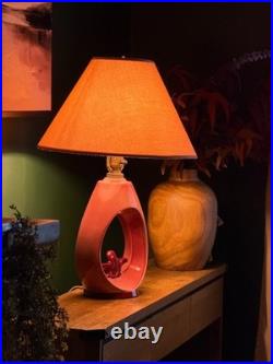 Vintage 1952 Aladdin Pink Milk Glass Table Lamp Mid Century Atomic 3 Way Light