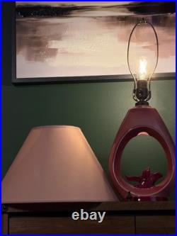Vintage 1952 Aladdin Pink Milk Glass Table Lamp Mid Century Atomic 3 Way Light