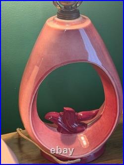 Vintage 1952 Aladdin Pink Milk Glass Table Lamp Mid Century Atomic 3 Way Light