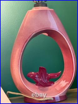 Vintage 1952 Aladdin Pink Milk Glass Table Lamp Mid Century Atomic 3 Way Light