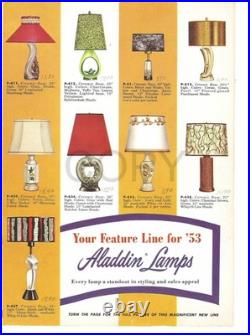 Vintage 1952 Aladdin Pink Milk Glass Table Lamp Mid Century Atomic 3 Way Light