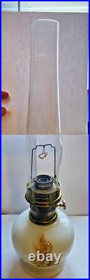 Vintage 1970s Aladdin Hurricane Lamp 23 Milk Glass Wheat & Daisy Tall with Chimney