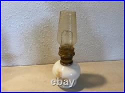 Vintage 1970s Aladdin Kerosene Lamp #15 Milk Glass Wheat & Daisy Tall Chimney