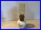 Vintage 1970s Aladdin Kerosene Lamp #15 Milk Glass Wheat & Daisy Tall Chimney