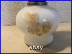 Vintage 1970s Aladdin Kerosene Lamp #15 Milk Glass Wheat & Daisy Tall Chimney