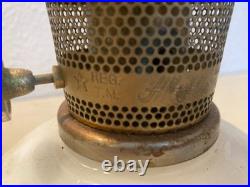 Vintage 1970s Aladdin Kerosene Lamp #15 Milk Glass Wheat & Daisy Tall Chimney