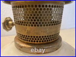 Vintage 1970s Aladdin Kerosene Lamp #15 Milk Glass Wheat & Daisy Tall Chimney