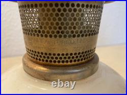 Vintage 1970s Aladdin Kerosene Lamp #15 Milk Glass Wheat & Daisy Tall Chimney