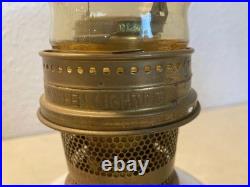 Vintage 1970s Aladdin Kerosene Lamp #15 Milk Glass Wheat & Daisy Tall Chimney