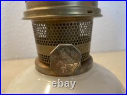 Vintage 1970s Aladdin Kerosene Lamp #15 Milk Glass Wheat & Daisy Tall Chimney