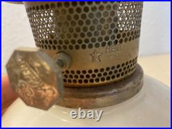 Vintage 1970s Aladdin Kerosene Lamp #15 Milk Glass Wheat & Daisy Tall Chimney