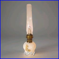 Vintage 1970s Aladdin Kerosene Lamp #23 Milk Glass Wheat & Daisy Tall Chimney