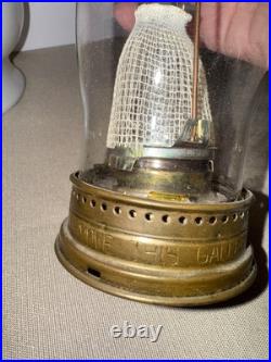 Vintage 1970s Aladdin Kerosene Lamp #23 Milk Glass Wheat & Daisy Tall Chimney