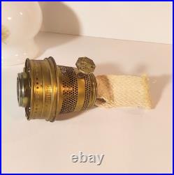 Vintage 1970s Aladdin Kerosene Lamp #23 Milk Glass Wheat & Daisy Tall Chimney