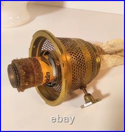 Vintage 1970s Aladdin Kerosene Lamp #23 Milk Glass Wheat & Daisy Tall Chimney