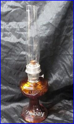 Vintage 1974 Aladdin #23 Amber Lincoln Drape Oil Lamp 24