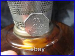 Vintage 1974 Aladdin #23 Amber Lincoln Drape Oil Lamp 24