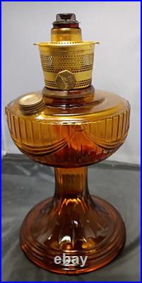 Vintage 1974 Aladdin Amber Lincoln Drape Oil Lamp #23 Short 12h Parts/repairs