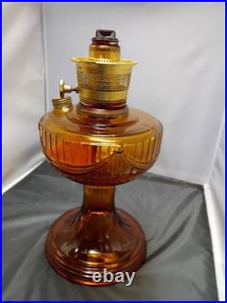 Vintage 1974 Aladdin Amber Lincoln Drape Oil Lamp #23 Short 12h Parts/repairs