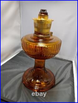 Vintage 1974 Aladdin Amber Lincoln Drape Oil Lamp #23 Short 12h Parts/repairs
