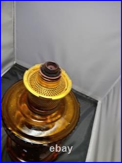 Vintage 1974 Aladdin Amber Lincoln Drape Oil Lamp #23 Short 12h Parts/repairs