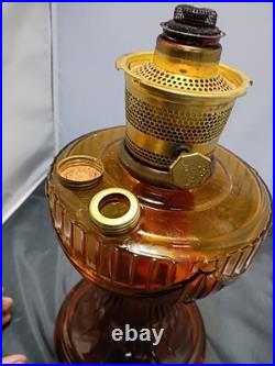 Vintage 1974 Aladdin Amber Lincoln Drape Oil Lamp #23 Short 12h Parts/repairs